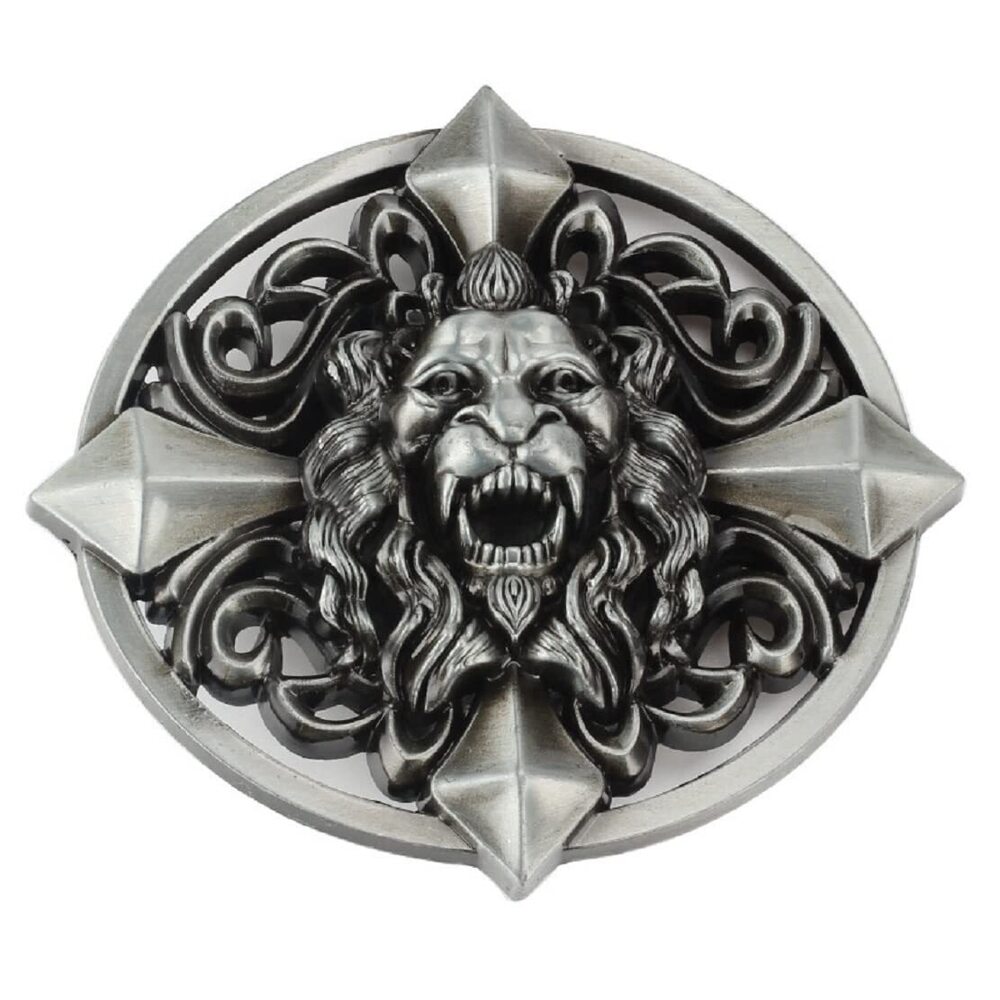 1101 Lion Belt Buckle , Cross Lion Belt Buckle, Celtic Lion Animal Belt